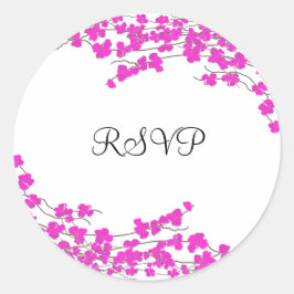 Magenta Bloesem RSVP Ronde Sticker