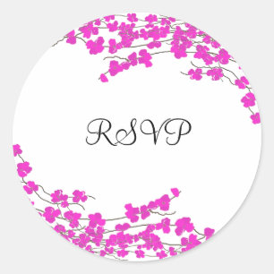 Magenta Bloesem RSVP Ronde Sticker