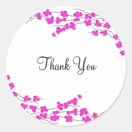 Magenta Bloesems Bedankt Ronde Sticker