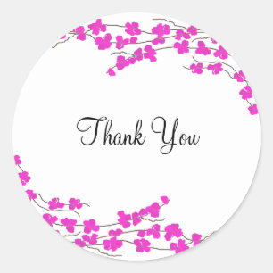 Magenta Bloesems Bedankt Ronde Sticker