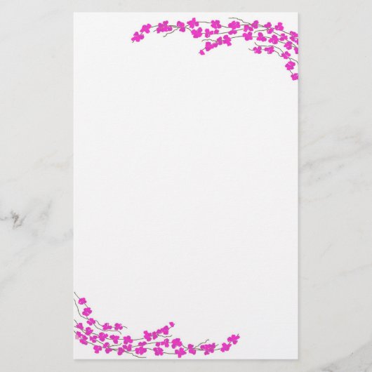 Magenta Bloesems Briefpapier (Voorkant)
