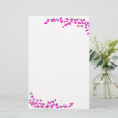 Magenta Bloesems Briefpapier (Staand voorkant)