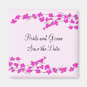 Magenta bloesems Sla de datum op Magneet (Voorkant)