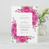 Magenta Bloom Flourish Wedding Kaart (Staand voorkant)
