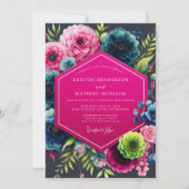 Magenta Bloom Moody Bruiloft Kaart (Voorkant)