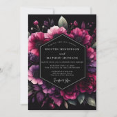 Magenta Bloom Nocturne Wedding Kaart (Voorkant)