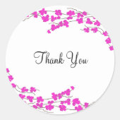 Magenta Blossom Bedankt Ronde Sticker (Voorkant)