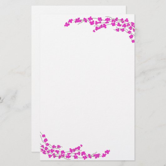Magenta Blossom Briefpapier (Voorkant / Achterkant)