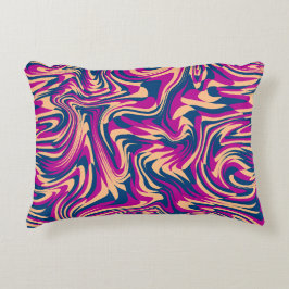 Magenta Blue Beige Abstracte Fluid Wave wervelinge Accent Kussen