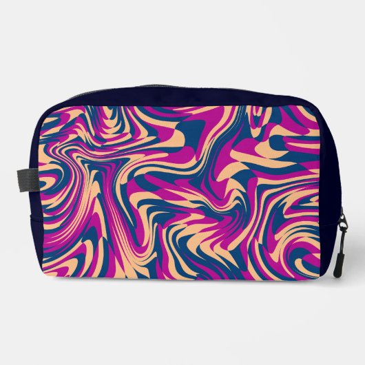 Magenta Blue Beige Abstracte Fluid Wave wervelinge Toilettasje (Voorkant)