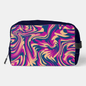 Magenta Blue Beige Abstracte Fluid Wave wervelinge Toilettasje (Achterkant)