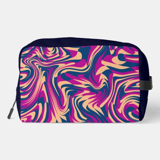 Magenta Blue Beige Abstracte Fluid Wave wervelinge Toilettasje (Achterkant)