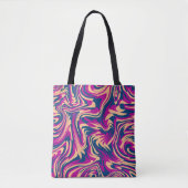 Magenta Blue Beige Abstracte Fluid Wave wervelinge Tote Bag (Voorkant)