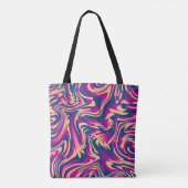 Magenta Blue Beige Abstracte Fluid Wave wervelinge Tote Bag (Achterkant)