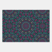 Magenta Blue Blauwgroen Gothic Glas in lood Mandal Inpakpapier Vel (Voorkant 3)