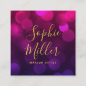 Magenta Blue Bokeh-lampjes met moderne kalligrafie Vierkante Visitekaartje (Voorkant)