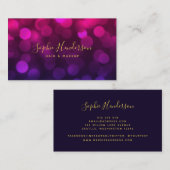 Magenta Blue Bokeh-lampjes met moderne kalligrafie Visitekaartje (Voorkant / Achterkant)