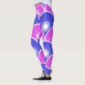 Magenta Blue Chinese Semi Circle Wave Pattern Leggings (Links)