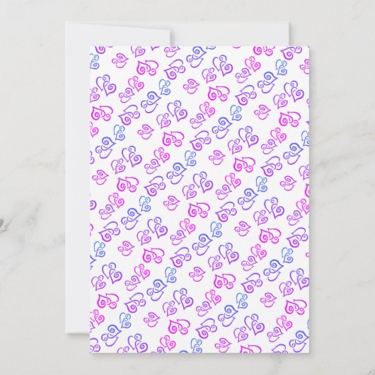 Magenta Blue Linked Hearts Vrijgezellenfeest Sjabl Kaart (Achterkant)