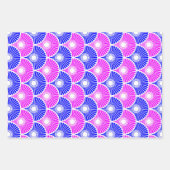 Magenta Blue Semi Circle Wave Pattern Inpakpapier Vel (Voorkant 3)