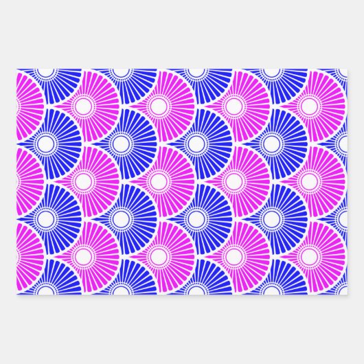 Magenta Blue Semi Circle Wave Pattern Inpakpapier Vel (Voorkant)