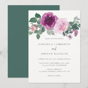 Magenta Blush Bloemstuk Ivoor Huwelijk Kaart