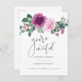 Magenta Blush Floral Couples Wedding Shower Uitnodiging Briefkaart (Voorkant / Achterkant)