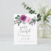 Magenta Blush Floral Couples Wedding Shower Uitnodiging Briefkaart (Staand voorkant)