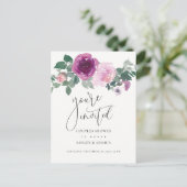 Magenta Blush Floral Ivory Couples Wedding Shower Uitnodiging Briefkaart (Staand voorkant)