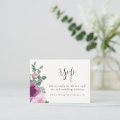 Magenta Blush Pink Floral Ivory RSVP Informatiekaartje (Staand voorkant)