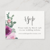 Magenta Blush Pink Floral Ivory RSVP Informatiekaartje (Voorkant)
