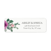 Magenta Blush Pink Floral Ivory Wedding Address Etiket (Voorkant)