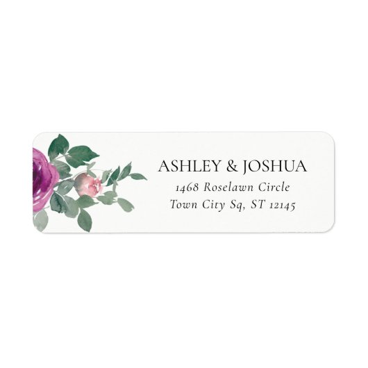 Magenta Blush Pink Floral Ivory Wedding Address Etiket (Voorkant)