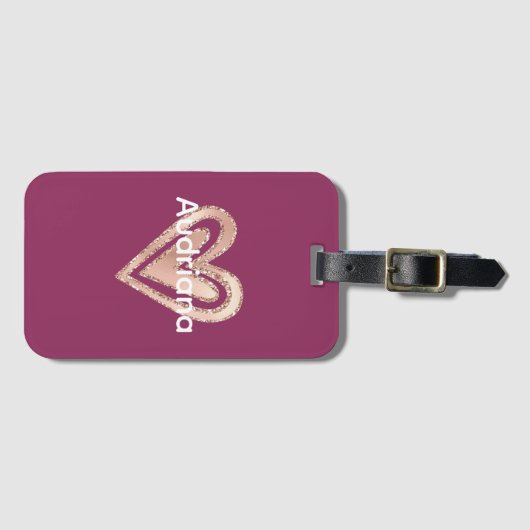 Magenta Blush Pink Heart Bagagelabel (Voorkant (horizontaal))