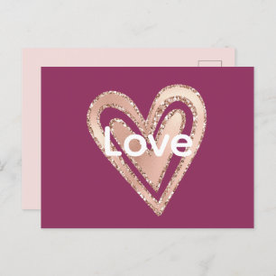 Magenta Blush Pink Heart Love Briefkaart