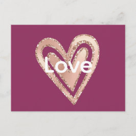 Magenta Blush Pink Heart Love Briefkaart