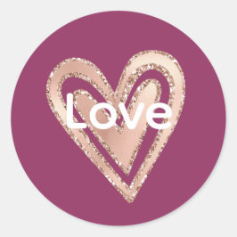 Magenta Blush Pink Heart Love Ronde Sticker