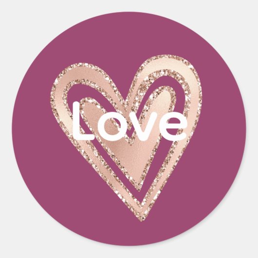 Magenta Blush Pink Heart Love Ronde Sticker (Voorkant)