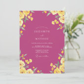 Magenta Blush Rose Bruiloft Kaart (Staand voorkant)
