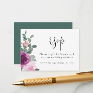 Magenta Blush Roze Bloem Wit RSVP Informatiekaartje