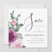 Magenta Blush Roze Bloem Wit Save The Date Kaart (Voorkant)