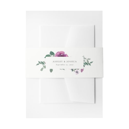 Magenta Blush Roze Rozen Ivoor Script Bruiloft Uitnodigingen Wikkel (Voorkant Voorbeeld)