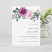 Magenta Blush Watercolor Bloemen Ivory Trouwdag Kaart (Staand voorkant)