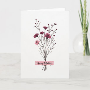 Magenta Boeket Verjaardagskaart Kaart
