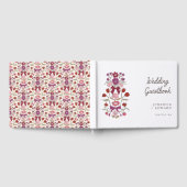 Magenta Bogen & Bloemen Bloemen Bloemen Huwelijk Gastenboek (Volledig)