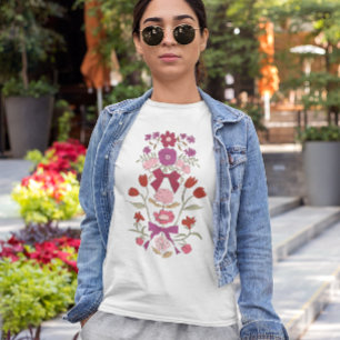 Magenta Bogen en Bloemen T-shirt