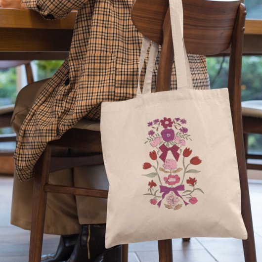 Magenta Bogen en Bloesems Bloemen Tote Bag