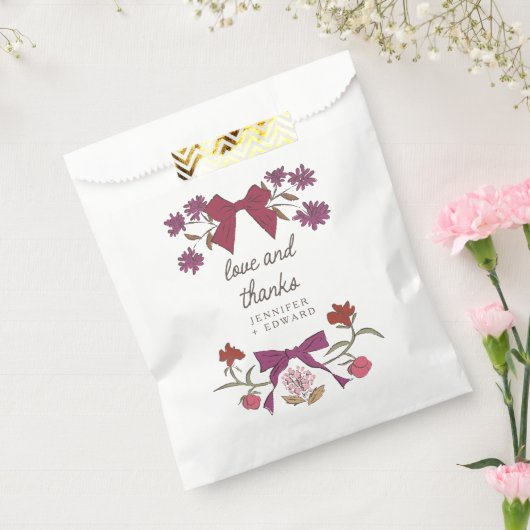 Magenta Bogen en Bloesems Boho Wedding Bedankzakje (Gezegeld)