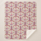 Magenta Bogen en Bloesems Rustiek Sherpa Deken (Voorkant)