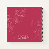 Magenta Boho Floral Wedding Spiral Guest Book Notitieboek (Achterkant)